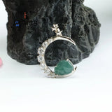 S925 Silver Jadeite Moon Rabbit Pendant Necklace Romantic Women Gift