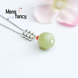 S925 Silver Hotan Jade Barreled Beads Lutong Necklace