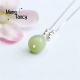 S925 Silver Hotan Jade Barreled Beads Lutong Necklace