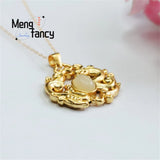 S925 Silver & Hotan Jade Dragon Phoenix Necklace Pendant