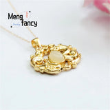 S925 Silver & Hotan Jade Dragon Phoenix Necklace Pendant