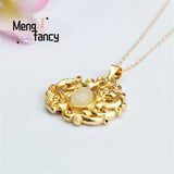 S925 Silver & Hotan Jade Dragon Phoenix Necklace Pendant