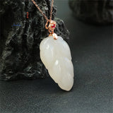 S925 Silver Hotan Jade Leaves Golden Pendant Women Fine Jewelry
