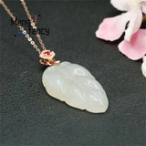 S925 Silver Hotan Jade Leaves Golden Pendant Women Fine Jewelry