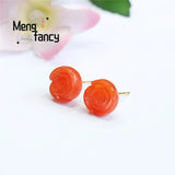 S925 Silver Yanyuan Agate Rose Ear Hook Earring Couple Charm Women Jewelry