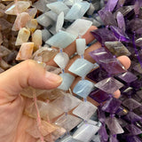 Sakura Agate Amethyst Aquamarine Stone Beads 15'' Rhombus Square DIY Loose Beads