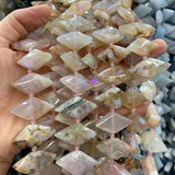Sakura Agate Moonstone Labradorite Stone Beads 15'' Rhombus Square DIY Loose