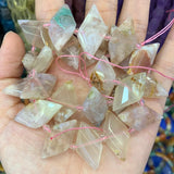 Sakura Agate Moonstone Labradorite Stone Beads 15'' Rhombus Square DIY Loose