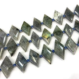 Sakura Agate Moonstone Labradorite Stone Beads 15'' Rhombus Square DIY Loose