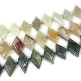 Sakura Agate Moonstone Labradorite Stone Beads 15'' Rhombus Square DIY Loose