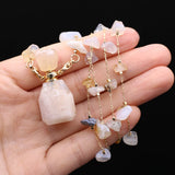 Sakura Agate Perfume Bottle Necklace - Essential Oil Diffuser Pendant