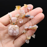 Sakura Agate Perfume Bottle Necklace - Essential Oil Diffuser Pendant
