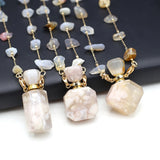 Sakura Agate Perfume Bottle Necklace - Essential Oil Diffuser Pendant