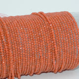 Natural Salmon Agate Faceted Round Beads 2.3mm / 2.8mm