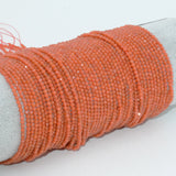 Natural Salmon Agate Faceted Round Beads 2.3mm / 2.8mm
