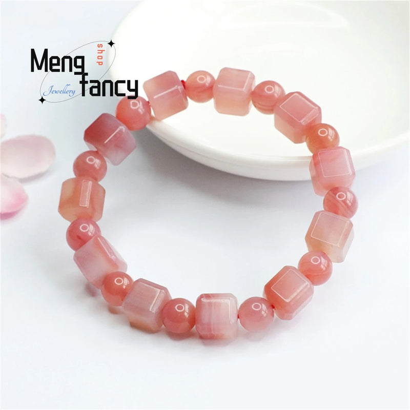 Agate Sugar Round Bead Bracelet Stylish Retro Women Fine Jewelry