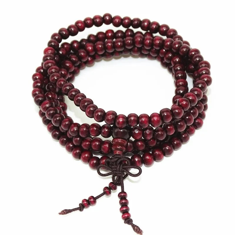 Natural Sandalwood 6mm Beads Bracelet Retro 108 Wood Beads Multilayer
