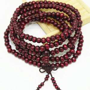 Natural Sandalwood 6mm Beads Bracelet Retro 108 Wood Beads Multilayer
