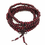 Natural Sandalwood 6mm Beads Bracelet Retro 108 Wood Beads Multilayer