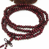 Natural Sandalwood 6mm Beads Bracelet Retro 108 Wood Beads Multilayer