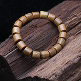 Green Sandalwood Beads 12mm Elastic Bracelet Buddhist Prayer Yoga Wooden Beads