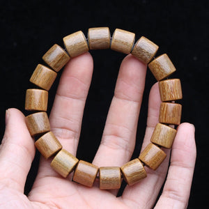 Green Sandalwood Beads 12mm Elastic Bracelet Buddhist Prayer Yoga Wooden Beads