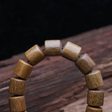 Green Sandalwood Beads 12mm Elastic Bracelet Buddhist Prayer Yoga Wooden Beads