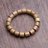 Green Sandalwood Beads 12mm Elastic Bracelet Buddhist Prayer Yoga Wooden Beads