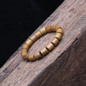 Green Sandalwood Beads 12mm Elastic Bracelet Buddhist Prayer Yoga Wooden Beads