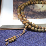 Natural Sandalwood Beaded Rosary Necklace 108 Beads Bracelet