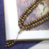 Natural Sandalwood Beaded Rosary Necklace 108 Beads Bracelet