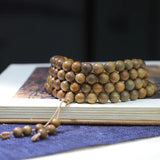 Natural Sandalwood Beaded Rosary Necklace 108 Beads Bracelet