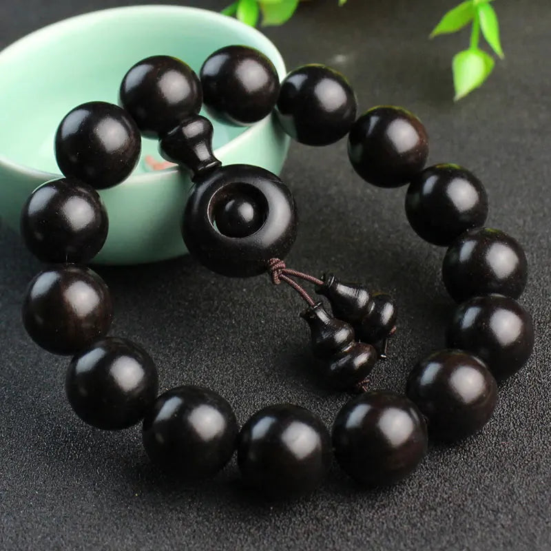 Natural Sandalwood Ebony Beads Bracelet Men Women Jewelry