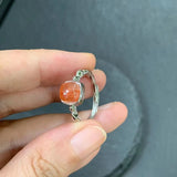 Natural Sanidine Sunstone Ring Adjustable Heart Jewelry Women Gift