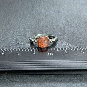 Natural Sanidine Sunstone Ring Adjustable Heart Jewelry Women Gift