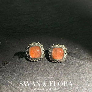 Sanidine Sunstone Earrings S925 Silver Studs Delicate Jewelry Gift