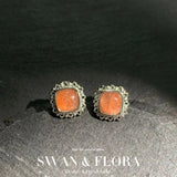 Sanidine Sunstone Earrings S925 Silver Studs Delicate Jewelry Gift
