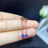 Natural Sapphire Earrings, 925 Sterling Silver Inlay