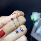 Natural Sapphire Earrings, 925 Sterling Silver Inlay
