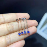 Natural Sapphire Earrings, 925 Sterling Silver Inlay