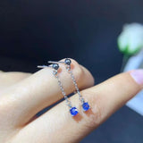 Natural Sapphire Earrings, 925 Sterling Silver Inlay