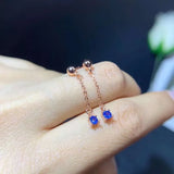 Natural Sapphire Earrings, 925 Sterling Silver Inlay