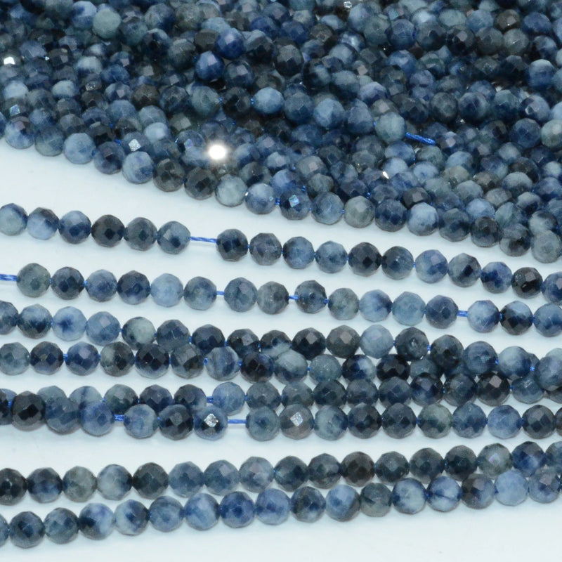 African Natural Sapphire Faceted Round Beads 4mm