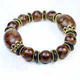 Sardonyx Three Eyes Dzi Beads Bracelet Men Women Circle Bangle Stone Jewelry
