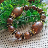 Sardonyx Three Eyes Dzi Beads Bracelet Men Women Circle Bangle Stone Jewelry