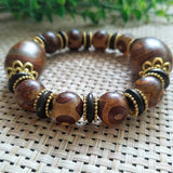 Sardonyx Three Eyes Dzi Beads Bracelet Men Women Circle Bangle Stone Jewelry