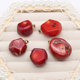 Bamboo Coral Pendant Red Geometric Charm for Jewelry Making