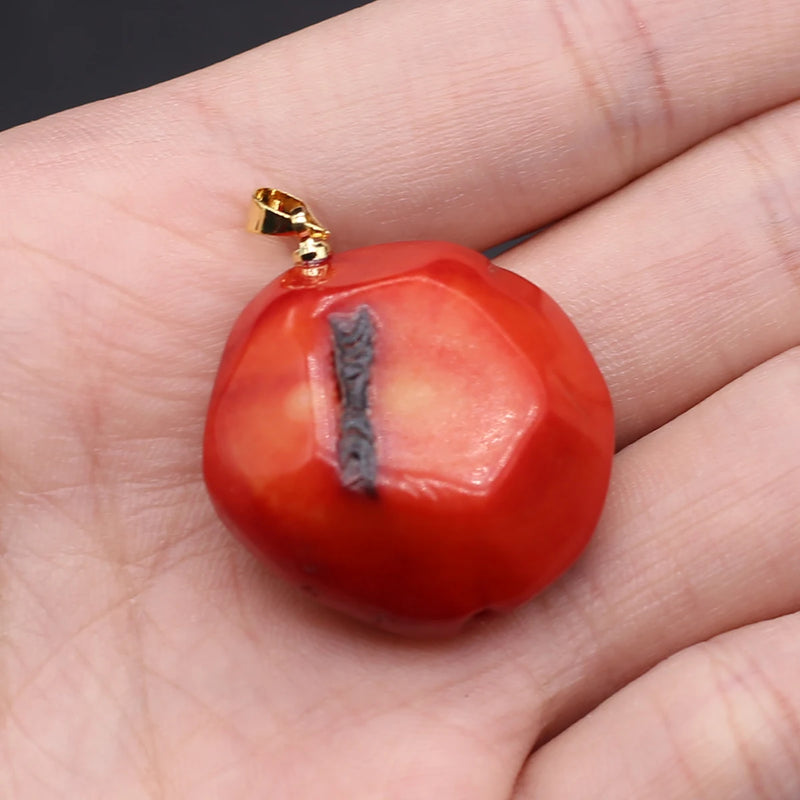 Bamboo Coral Pendant Red Geometric Charm for Jewelry Making