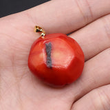Bamboo Coral Pendant Red Geometric Charm for Jewelry Making