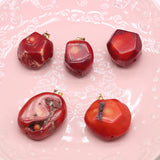 Bamboo Coral Pendant Red Geometric Charm for Jewelry Making